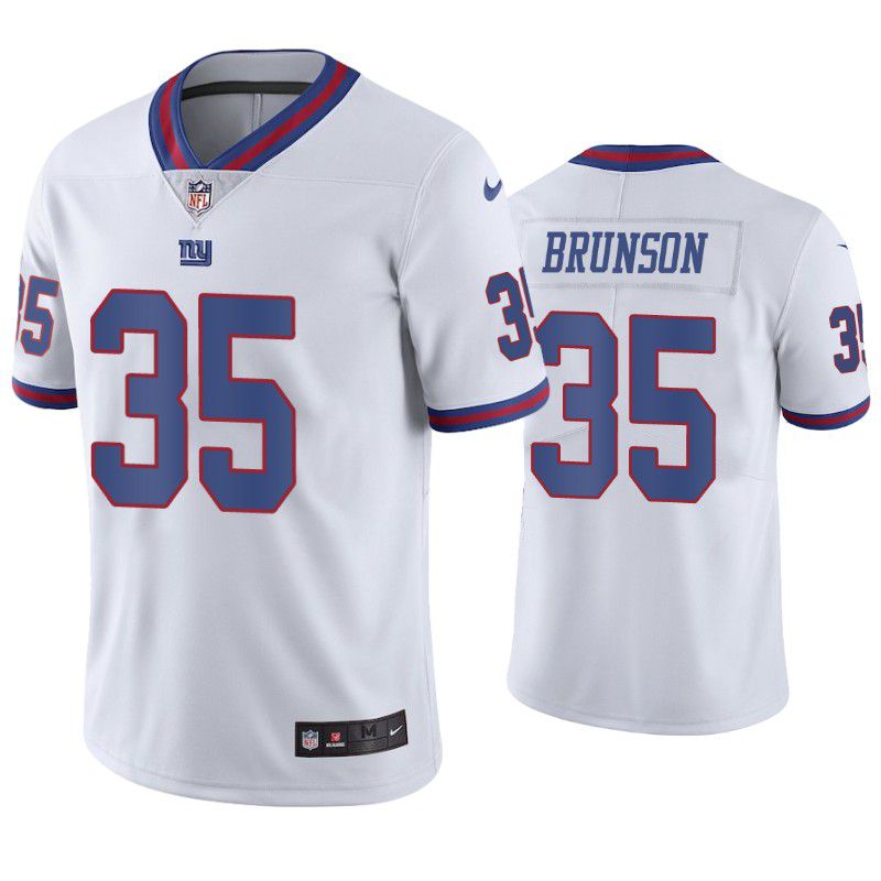 Men New York Giants #35 TJ Brunson Nike White Color Rush Limited NFL Jersey